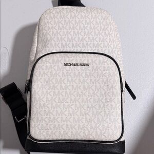 Michael Kors Monogram White and Black Belt Bag